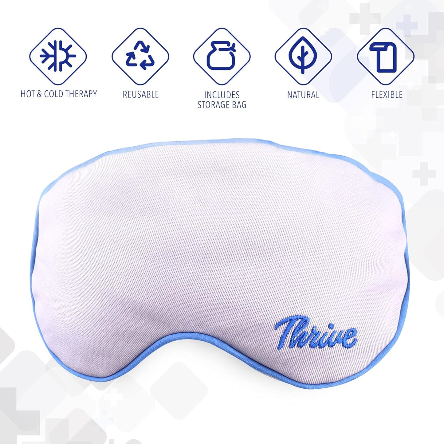 Thrive Cooling Eye Mask with Clay Beads - Gray, 1 Count - Microwavable & Freezable Weighted Compress, Washable Cover - Warm & Cold Compress for Dry Eyes & Puffiness Relief