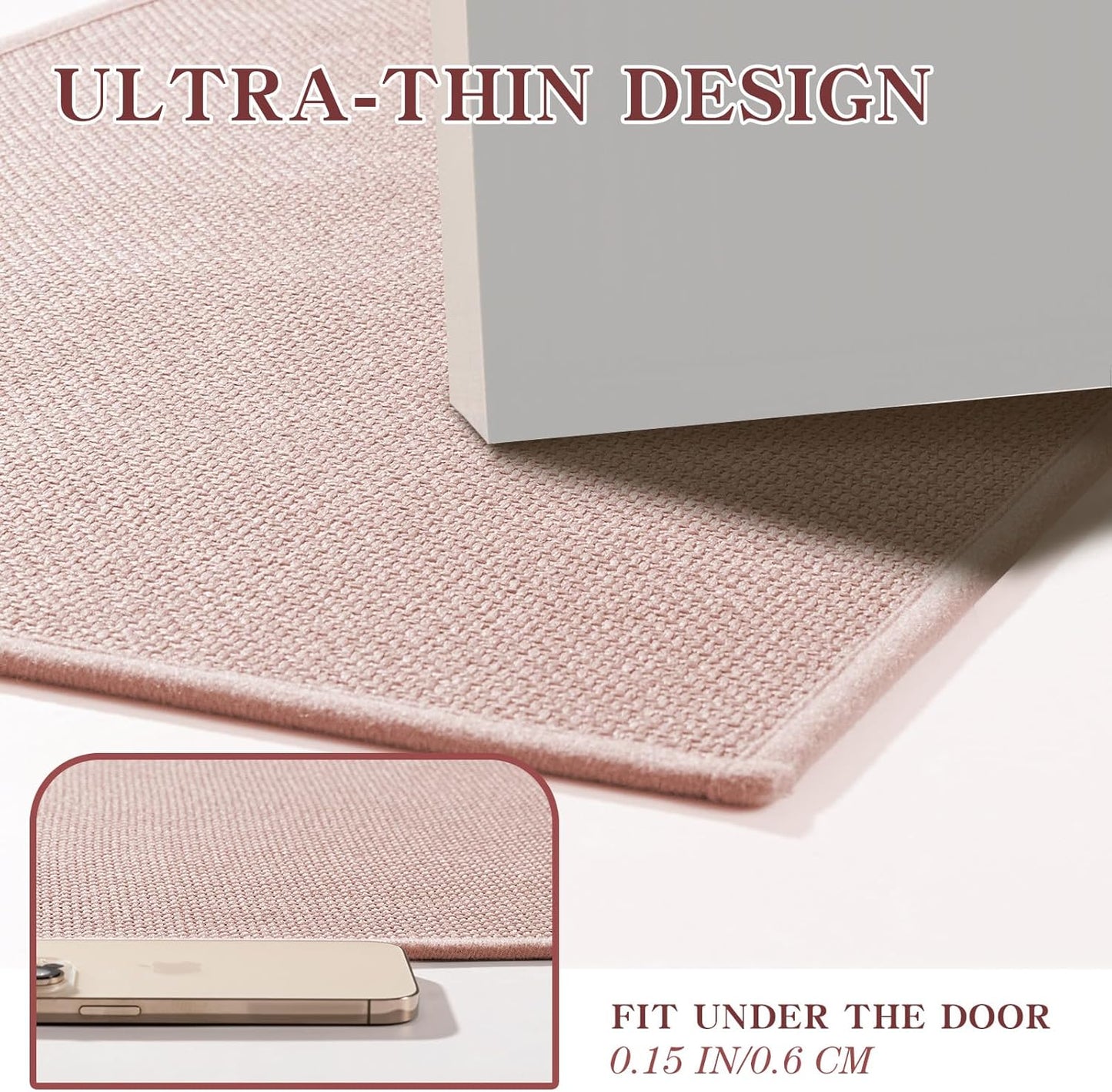 chakme Bathroom Rugs Mat 24x17, Ultra Thin Non Slip Bath Mat Small Quick Dry Absorbent Bath Mat for Bathroom Floor, (Pink, 24"x17")