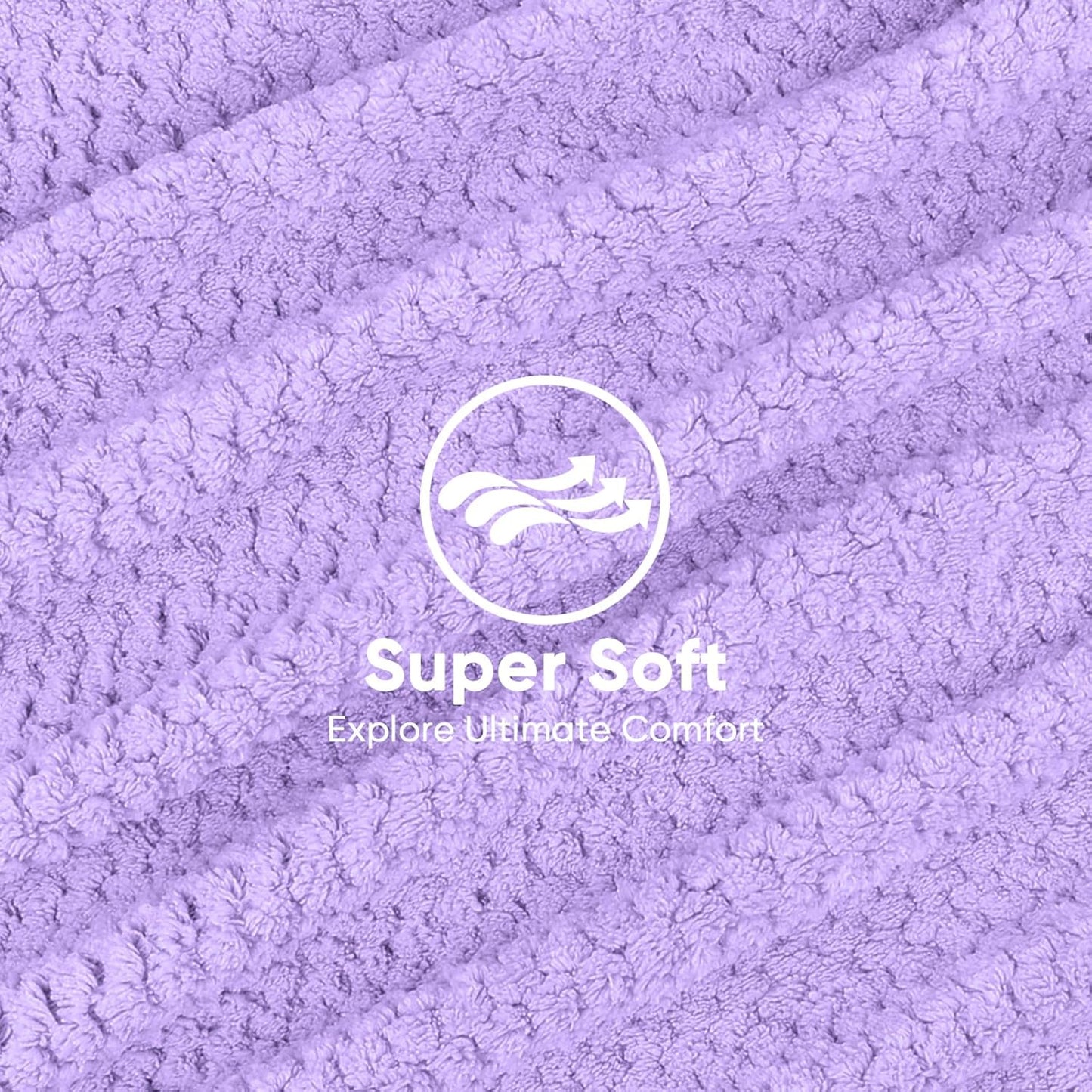 HOMEXCEL 5 Pack Microfiber Hair Towels - 40 x 20 inches Super Soft, Fast Drying Turbans for Long, Thick, Curly Hair - Anti Frizz Wrap with Elastic Strap, Purple/Blue/Grey