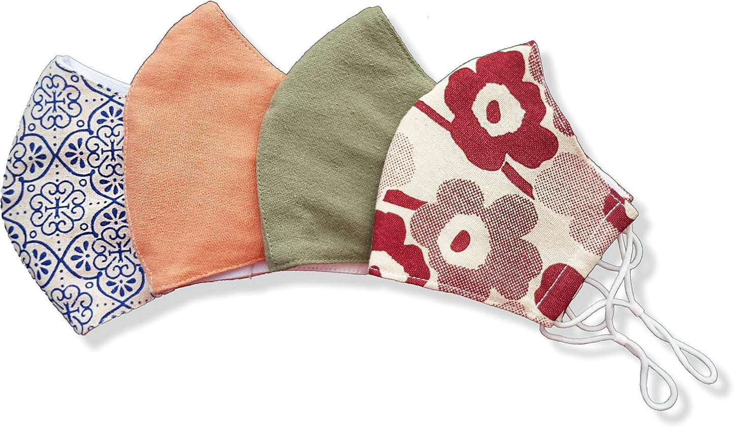 HOPE LOVE SHINE Face Mask Adjustable Filter Pocket Reusable Breathable Washable Cloth Mask Face Masks for Women Men - 4 Pack