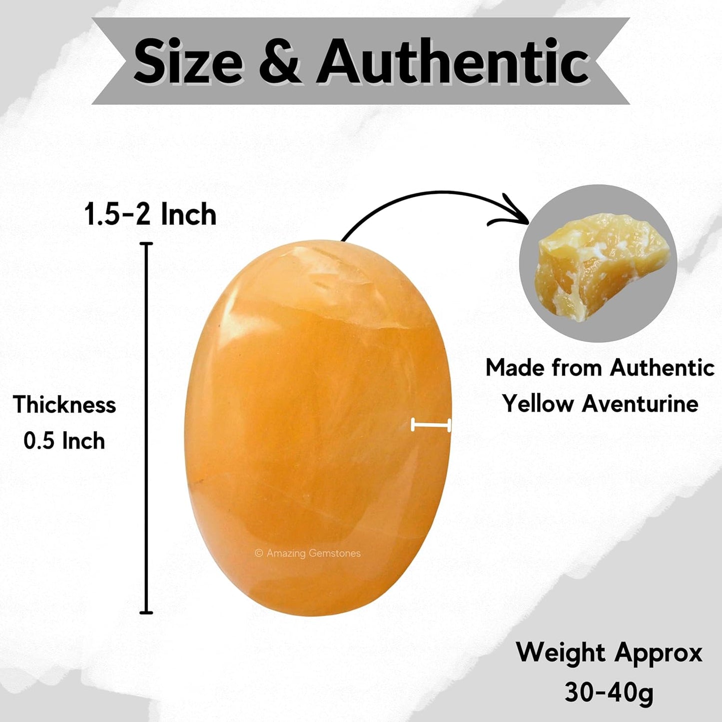 Amazing Gemstone Yellow Aventurine Crystals and Healing Stones - Large Palm Stone Crystals Piedra - Crystal for Good Luck, Positive Energy, Meditation - Unique Stocking Stuffers and Birthday Gifts