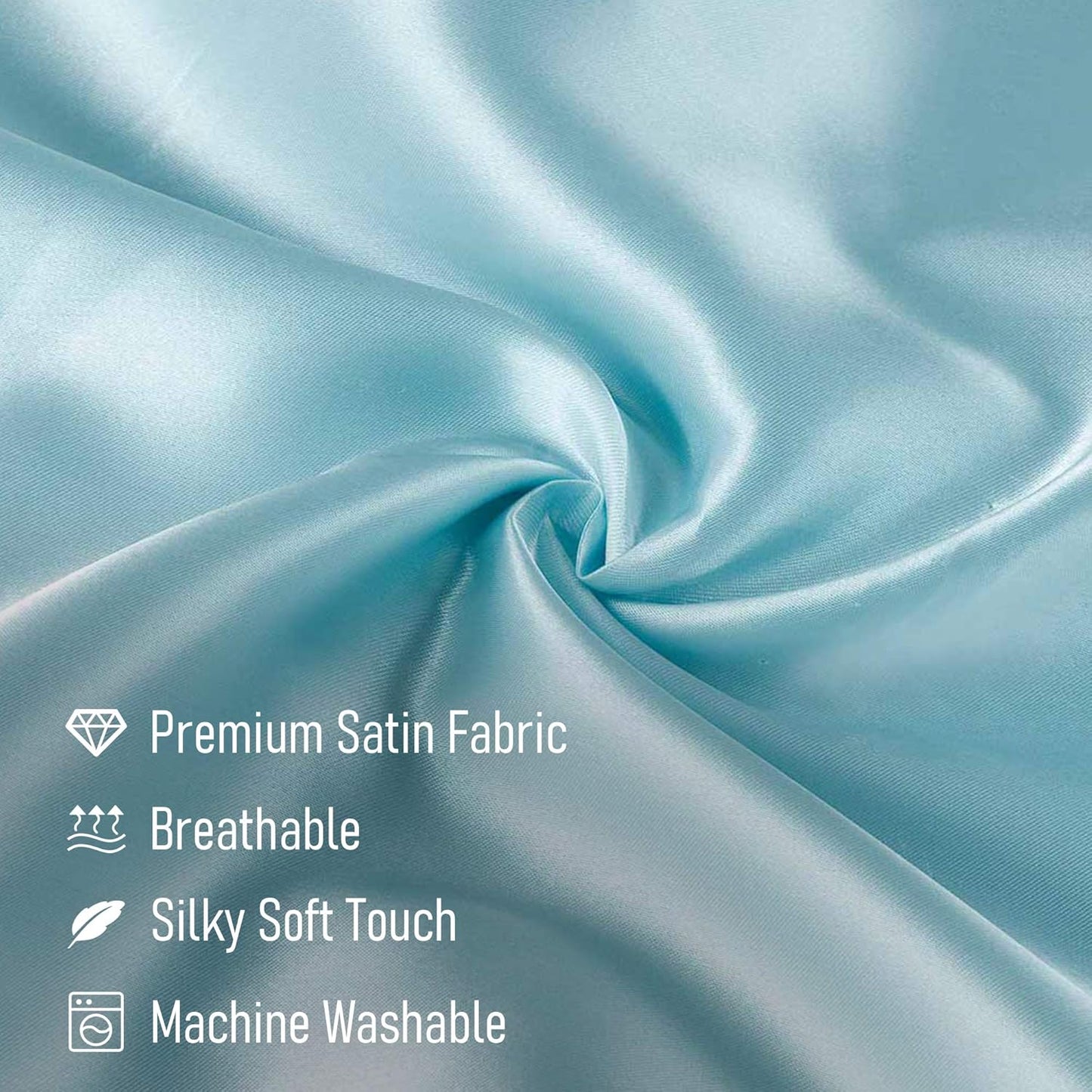 Tyfitb Satin Pillowcase for Hair and Skin, Baby Blue Pillowcases Set of 2, Cooling Pillow Cases Queen Size(20×30 Inches), Soft Luxury Satin Pillowcase with Envelope Closure