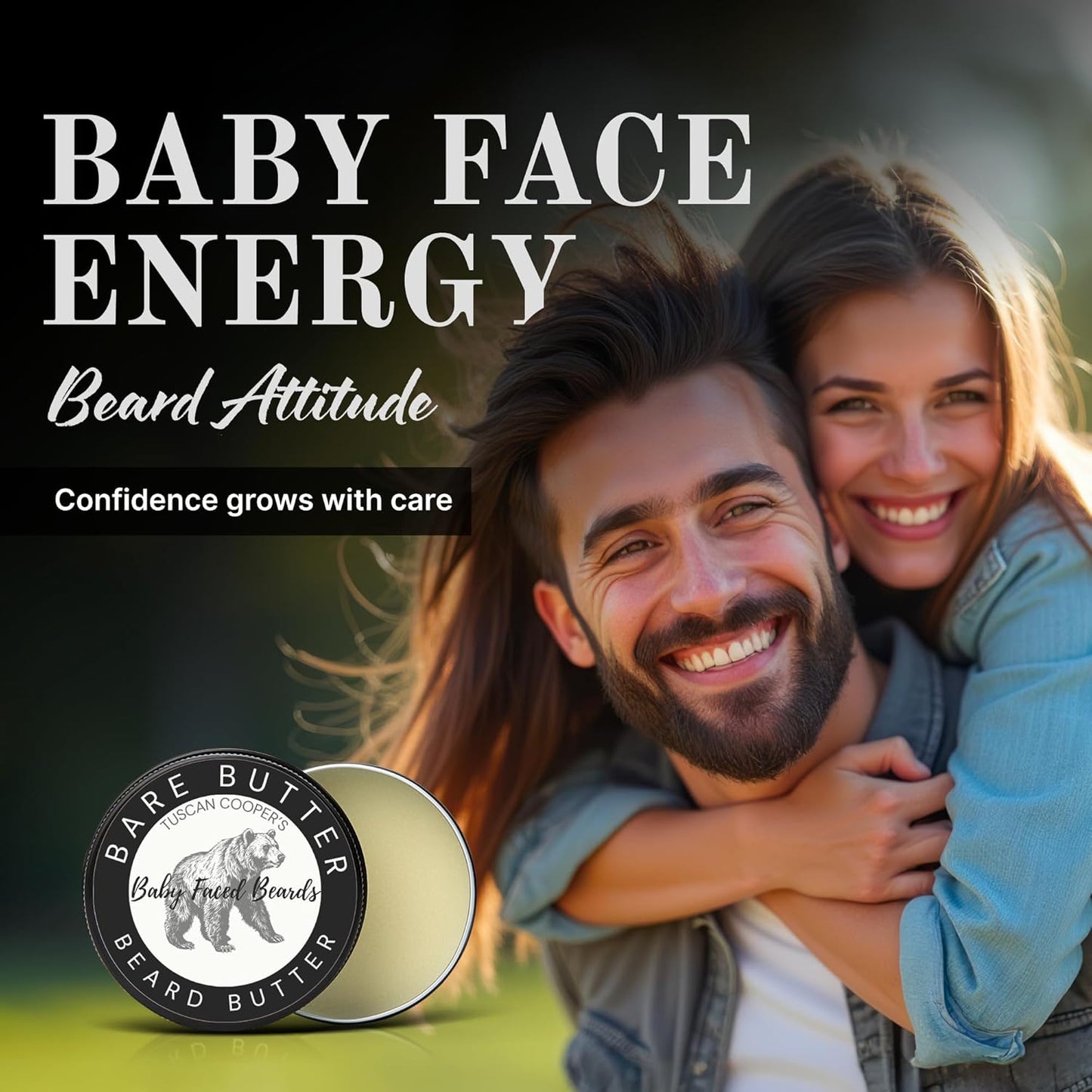 Tuscan Cooper's Baby Faced Beards Butter for Men - Moisturizing Beard Balm Cream and Softener for All Hair Types Including Coarse Hair - 4oz Hydration and Conditioning Care - Bare Unscented