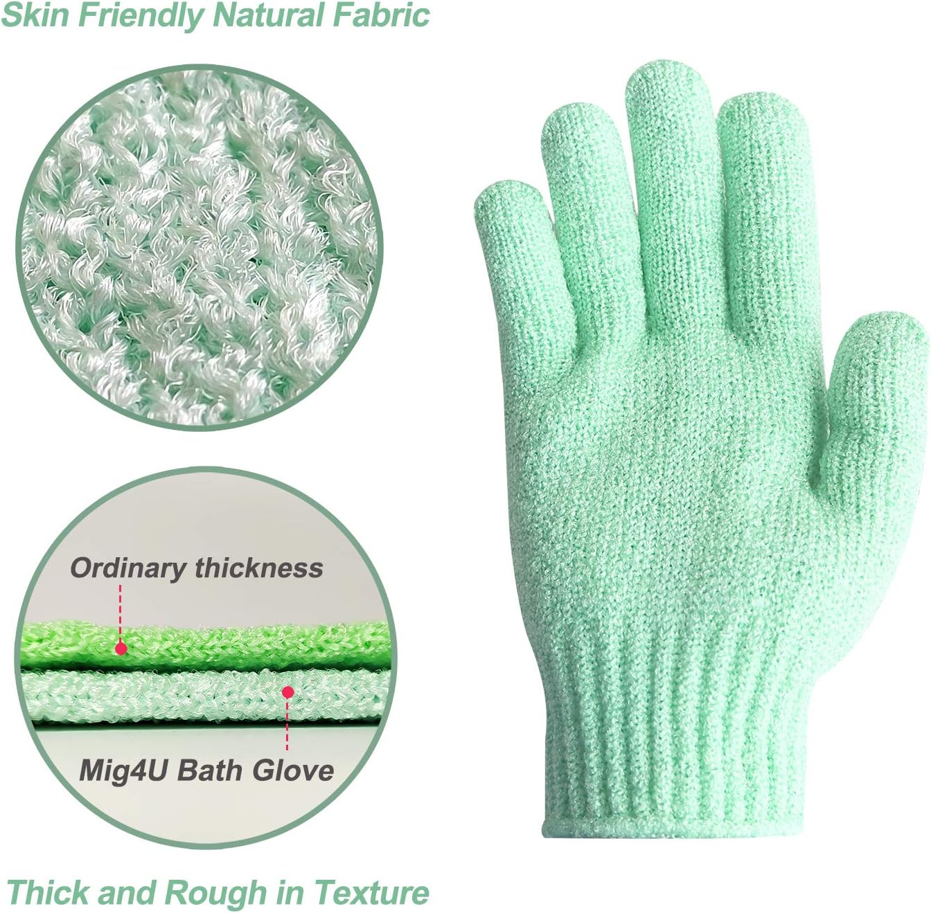 MIG4U Shower Exfoliating Scrub Gloves, Bathing Gloves Body Wash Dead Skin Removal Deep Cleansing Sponge Loofah for Women Men