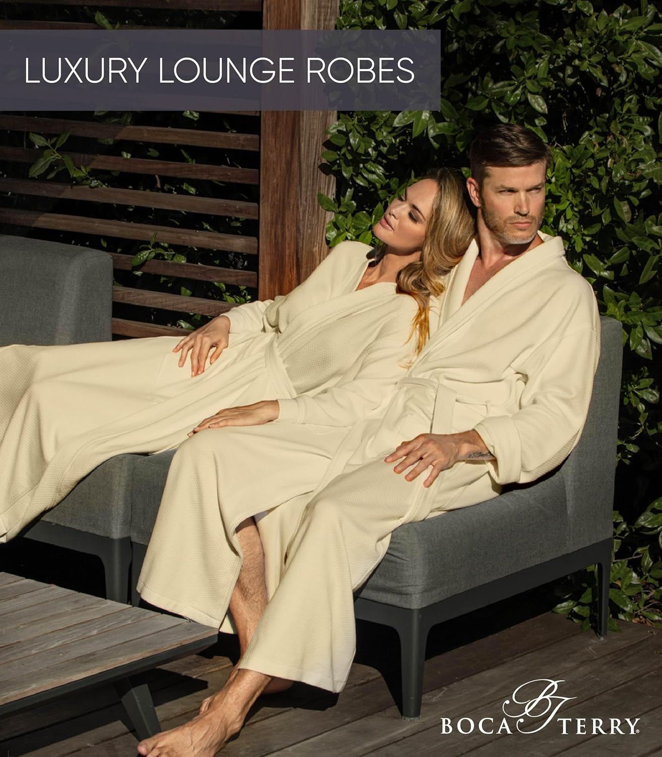 Boca Terry Mens Soft Waffle Knit Robe - Long Spa, Resort & Hotel Bathrobe for Men - Luxury Bath Robe
