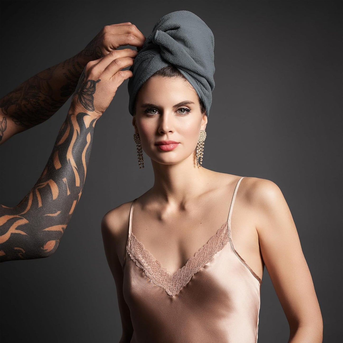 Fromm Softees Microfiber Salon Hair Towels for Hairstylists, Barbers, Spa, Gym in Granite Blue, 16" by 29", 10 Count Perfect Hair Care Towel for Drying Curly, Long, Wavy Hair