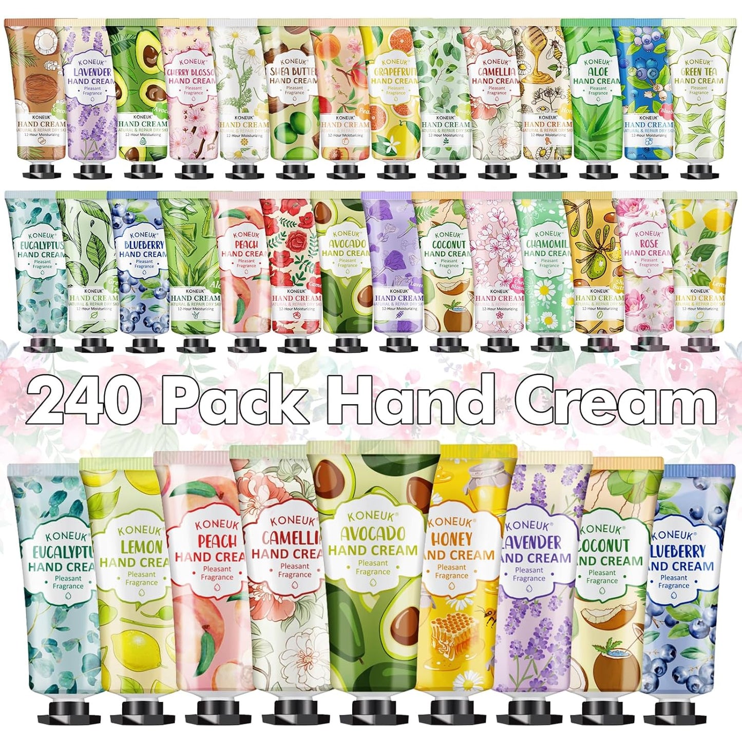 240 Pack Hand Cream Set for Women, Christmas Gifts, Bridesmaid Gifts, Birthday Gifts, Small Gifts and Stocking Stuffers for Guests, Bulk Moisturizing Hand Lotion Travel Size for Dry Cracked Hands