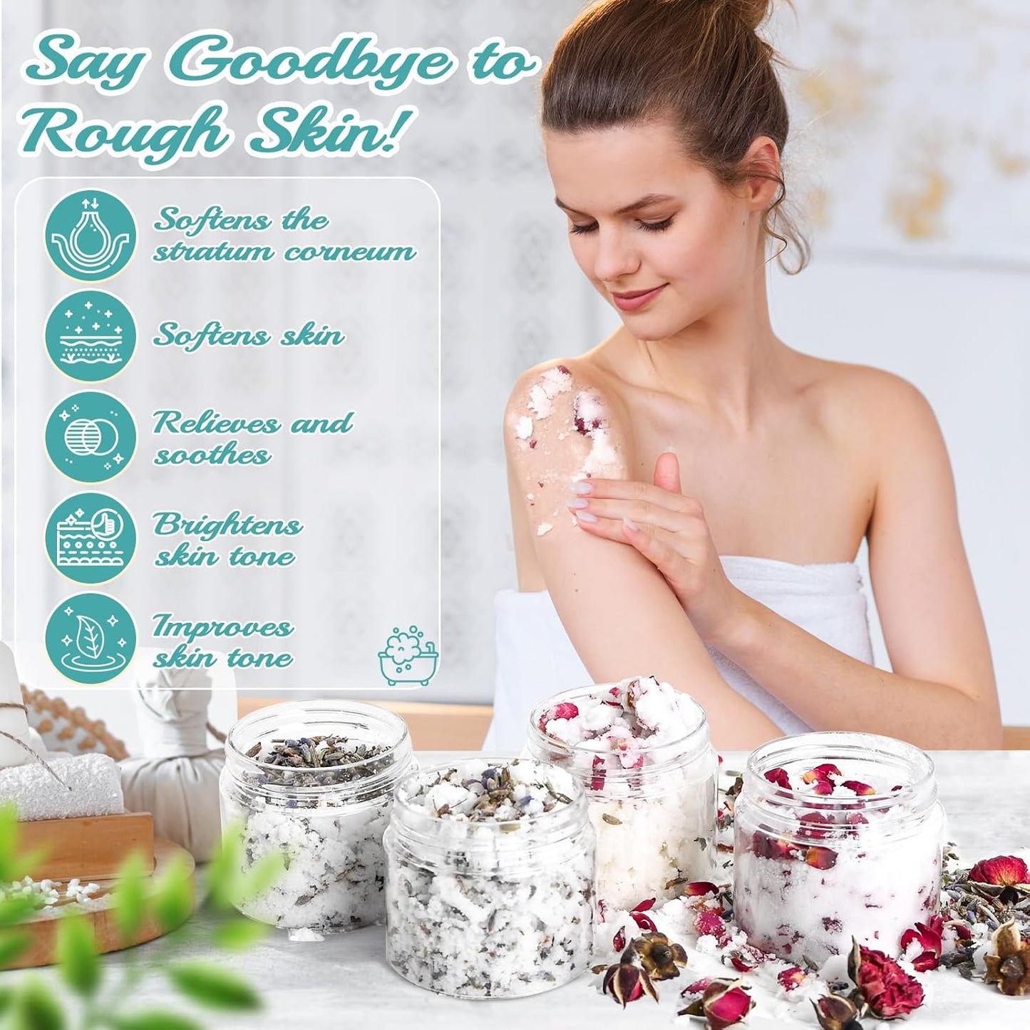 Body Scrub Making Kit- Make Your Own Salt Body Scrub with Almond Oil, Essential Oils, Moisturizing and Exfoliating Dry Skin, Hand, Foot, DIY Organic Body Scrubs Gifts For Women & Men