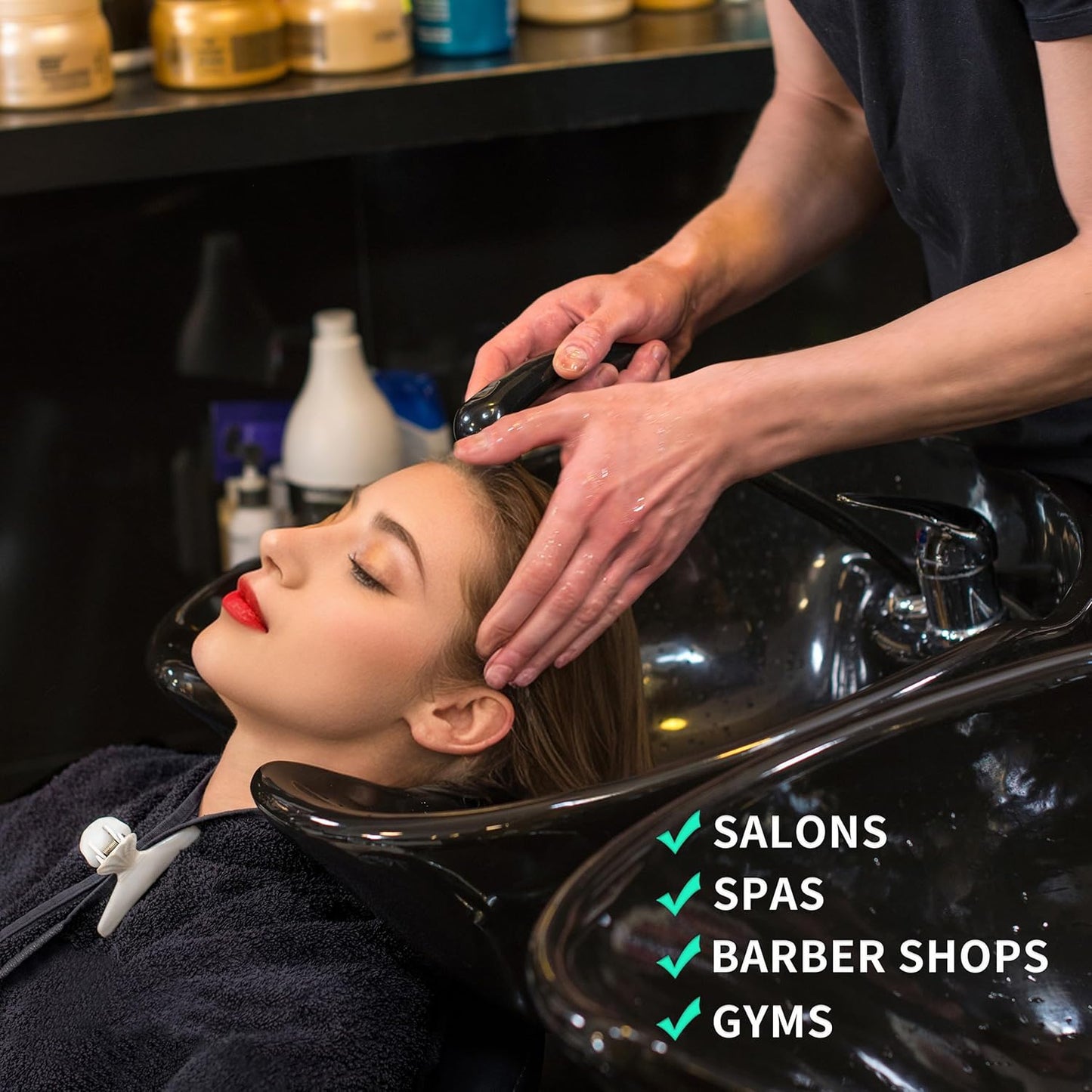 New Microfiber Hair Drying Salon Towels, Quick Dry, Lint Free, 2 Pack (Black)