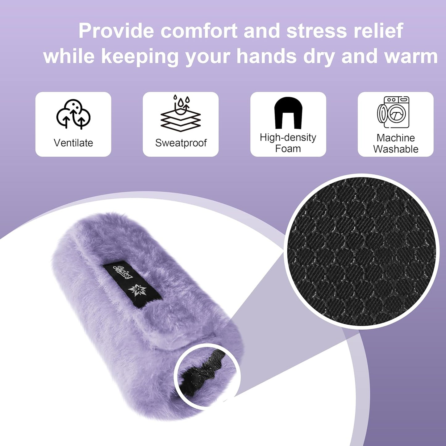 SPRING SEAON Walker Hand Pads Fluffy Walker Handle Cushions Non-Slip Universal Walker Grips Padded Hand Covers Soft Pads for Walkers for Seniors Walker Pads for Handles Folding Rolling Wheelchair, Rollator Handle, Elderly Grippers 2 Pack