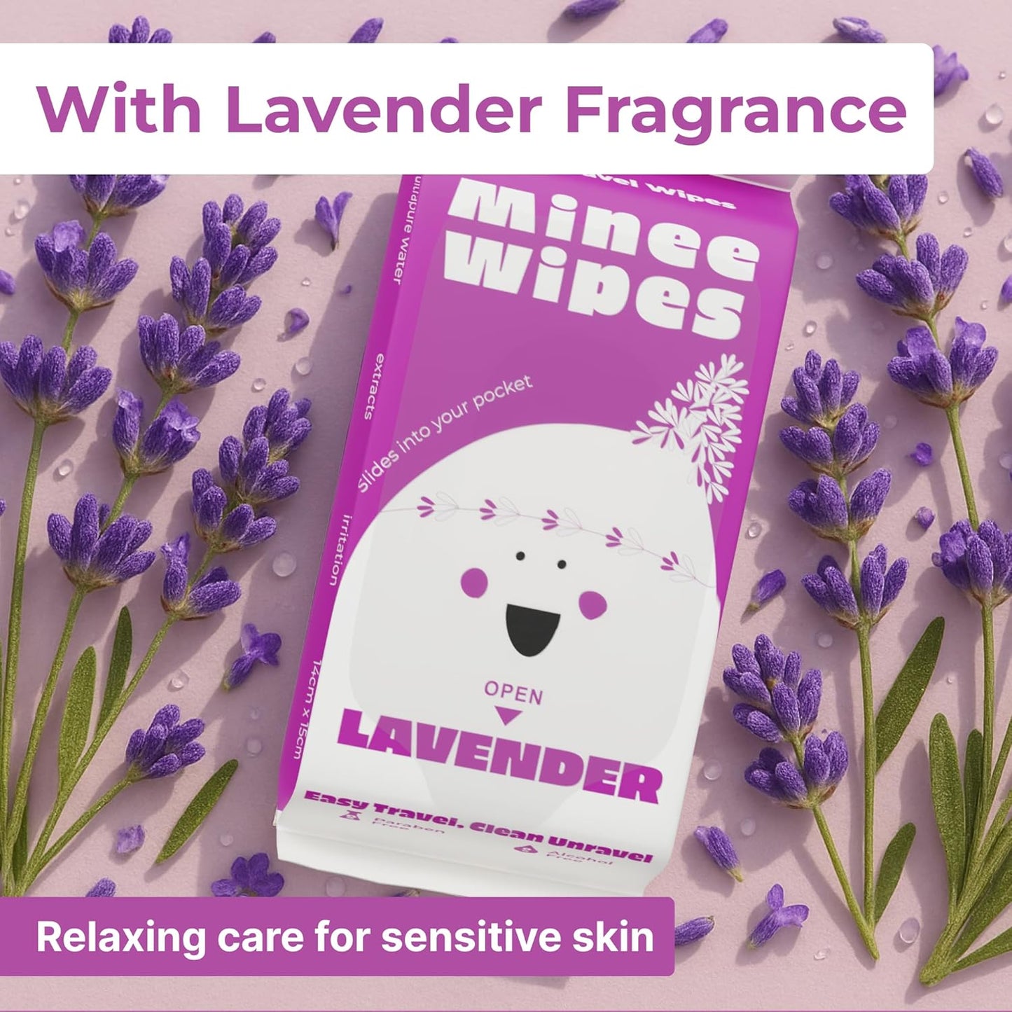 Impossibly Compact Travel Wipes - 99.5% Water - Safe for Sensitive Skin & Hypoallergenic, Resealable, Thick & Durable - For Adults, Kids & Baby Care - Lavander, 10 Pack Total 60 Wipes