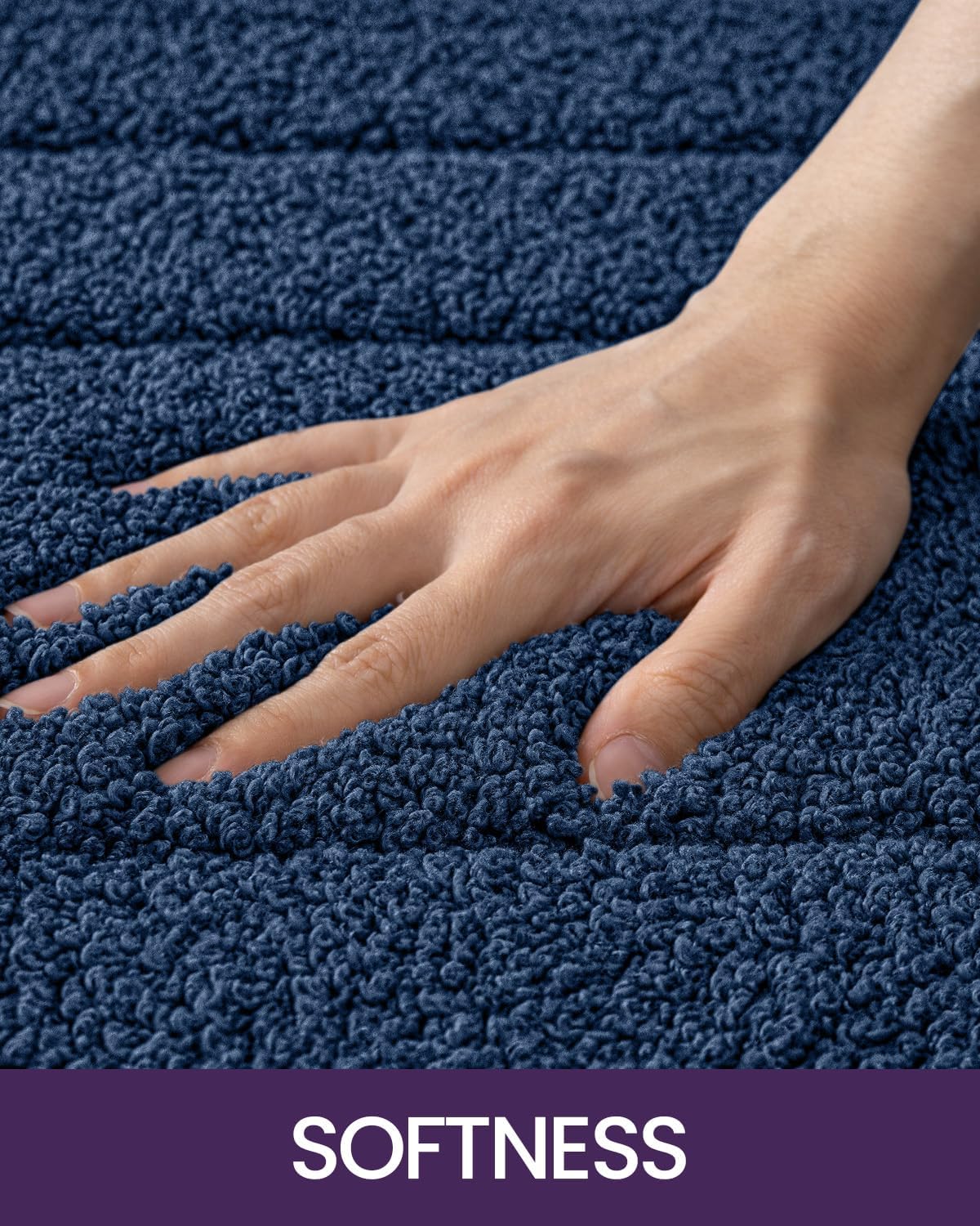 DEXI Bathroom Rug 43x24, Non Slip Washable Bath Mat for Shower Floor, Extra Large Absorbent Soft Bathmat with Rubber Backing, Quick Dry Microfiber Carpet, Navy