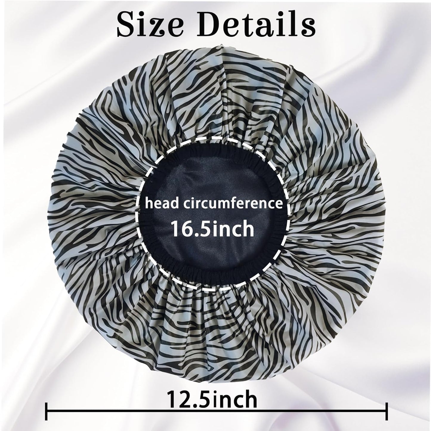 Shower Cap for Women, Shower Caps Reusable Waterproof, Large Plastic Satin Lined Shower Cap for Braids Long Hair