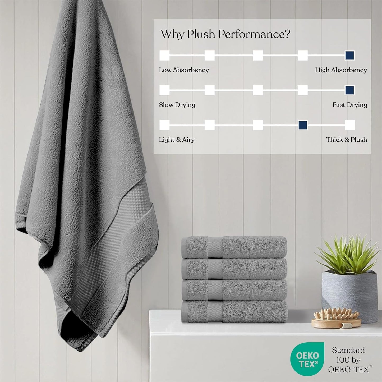 Delara 100% Organic Cotton Towels 650 GSM Plush Feather Touch Quick Dry Bath Sheet, Pack of 2 GOTS Certified, Oeko-Tex Green Certified, Organic Cotton Bath Sheet, 36"X70"