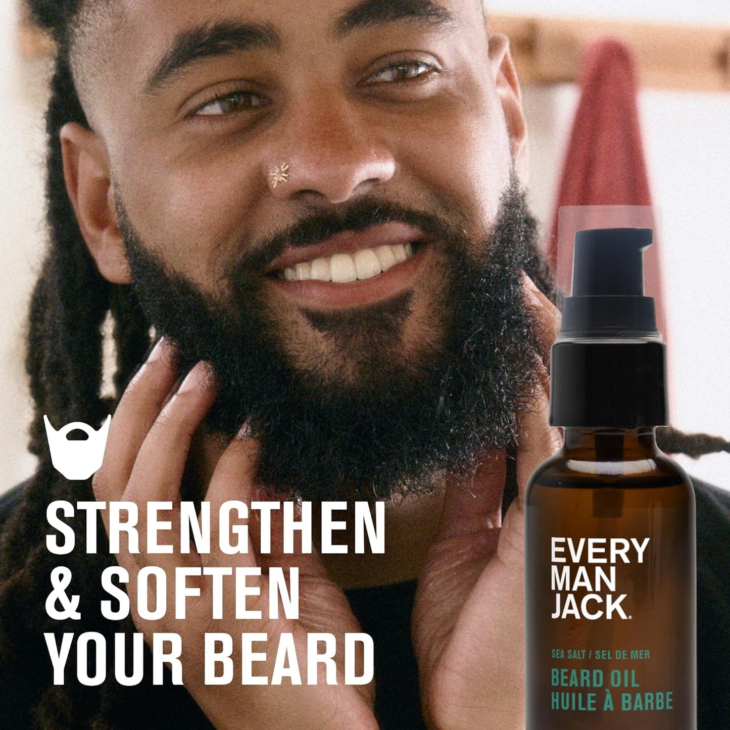 Every Man Jack Men's Beard Oil - Sea Salt Fragrance - Deeply Moisturizes and Softens Your Beard and Adds a Natural Shine - Naturally Derived with Shea Butter and Argan Oil - 1 fl oz