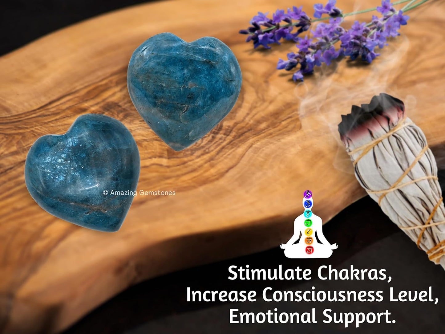 Green Apatite Crystal Heart Palm Stone - Pocket Massage Worry Stone for Natural Body Chakra Balancing, Reiki Healing and Crystal Grid