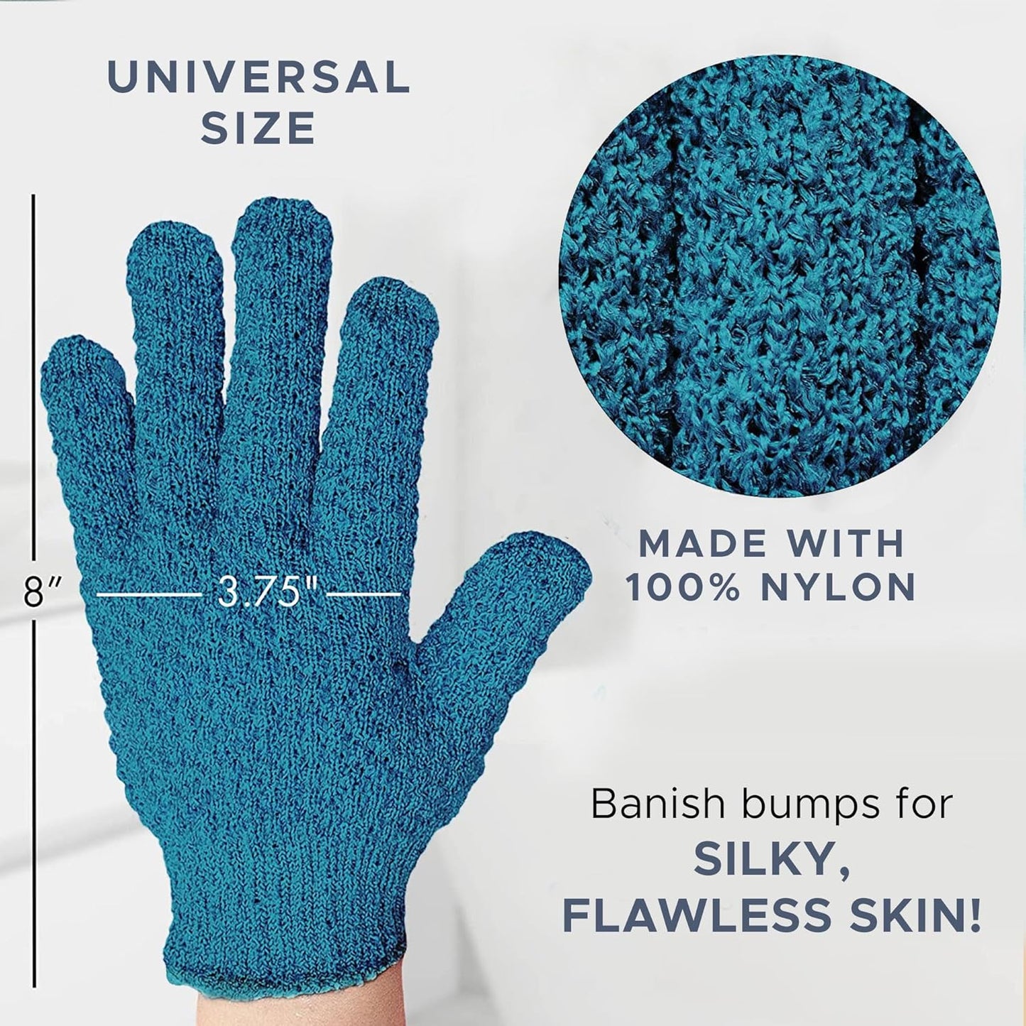 Exfoliating Glove (4 pcs, 2 Pairs) - Medium Shower Gloves for Body Scrub, Exfoliates & Removes Dead Skin
