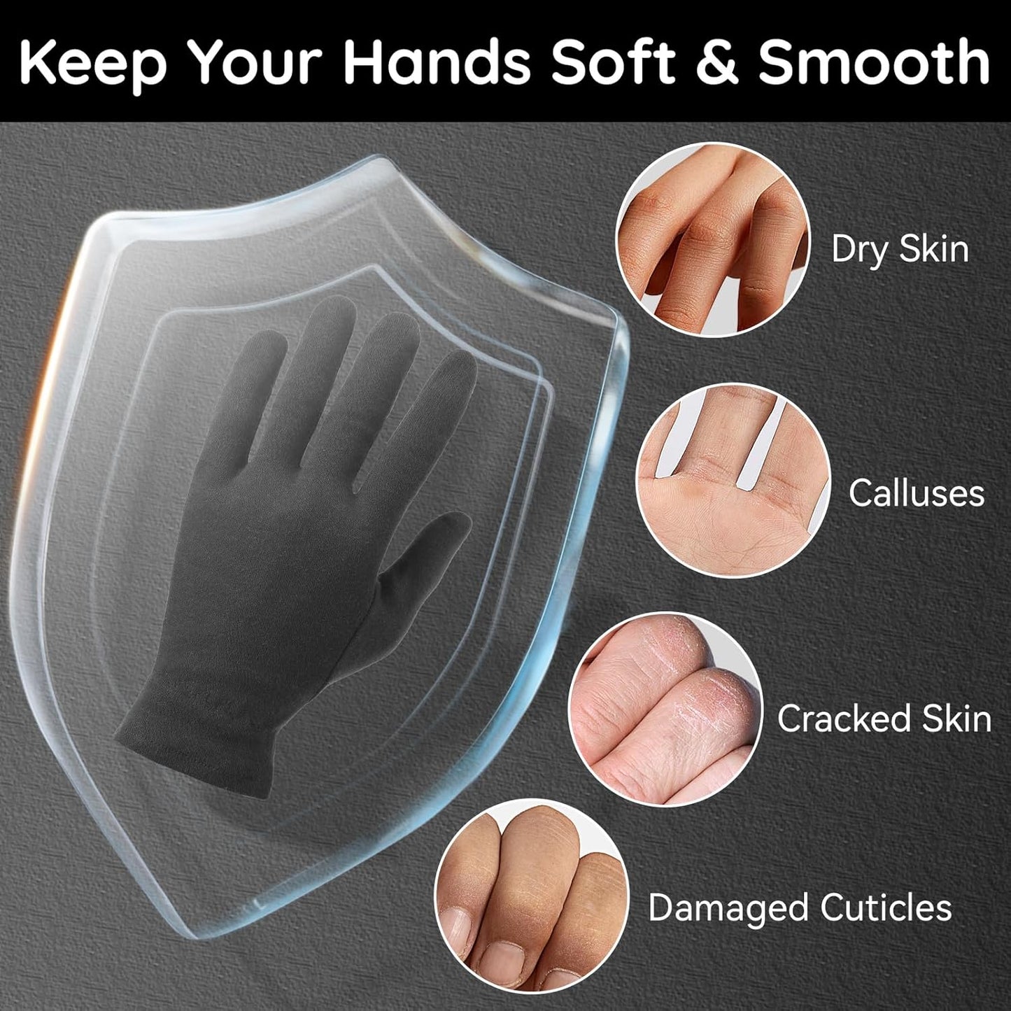 Segbeauty 24 Counts Elastic Black Cotton Gloves for Dry Hands, 12 Pairs Overnight Moisture Lotion Cotton Gloves with Elastic Band for Sleeping Driving Typing, Home Spa Sleep Glove Reusable Soft Glove