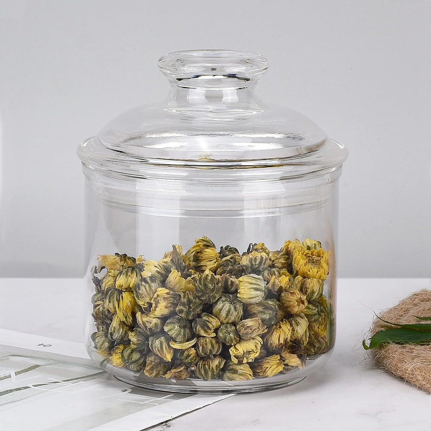 13.5oz Small Acrylic Storage Jar, Airtight Lid with Silicone Sealing Ring, Ideal Canister Container for Sugar, Tea, Spices, Herbs, Shells, Bath Salt, Christmas Decorative Apothecary Jars