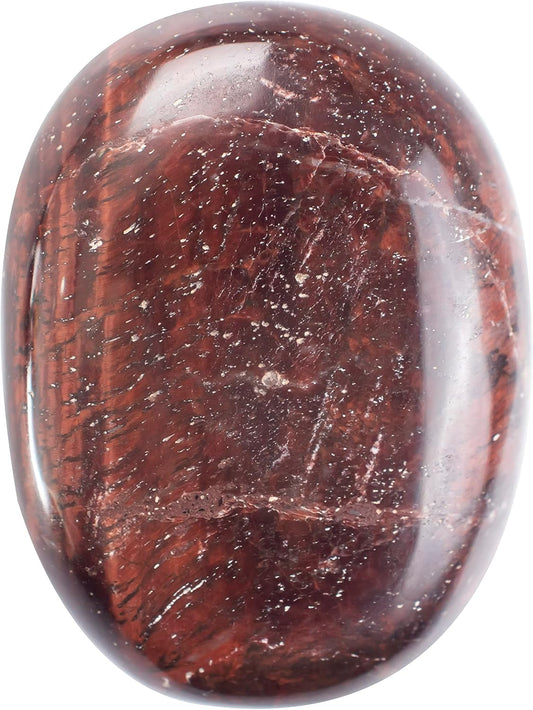 Crocon 50mm Red Tiger Eye Large Oval Palm Stone 900+ Carats Pocket Massage Worry Stones for Natural Body Chakra Balancing Reiki Healing Stones & Crystal Grid Healing Massage Spa Energy Crystals