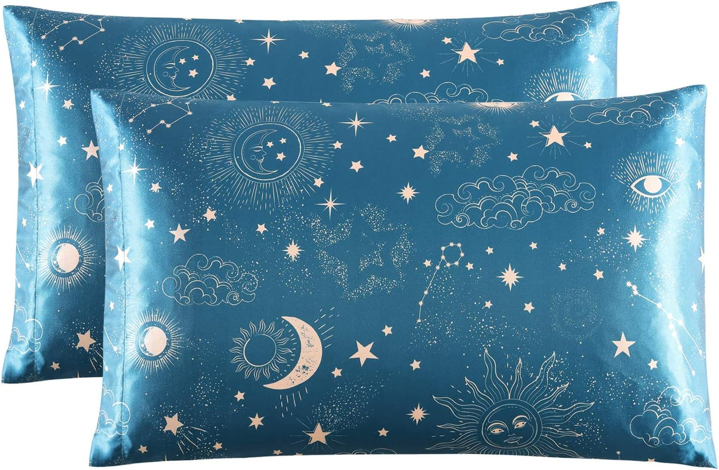 EXQ Home Satin Pillowcase Silky Satin Pillowcase for Hair and Skin,Soft Printed Pillow Cases Queen Size Set of 2 Satin Pillow Case with Envelope Closure Similar to Silk Pillow Cases