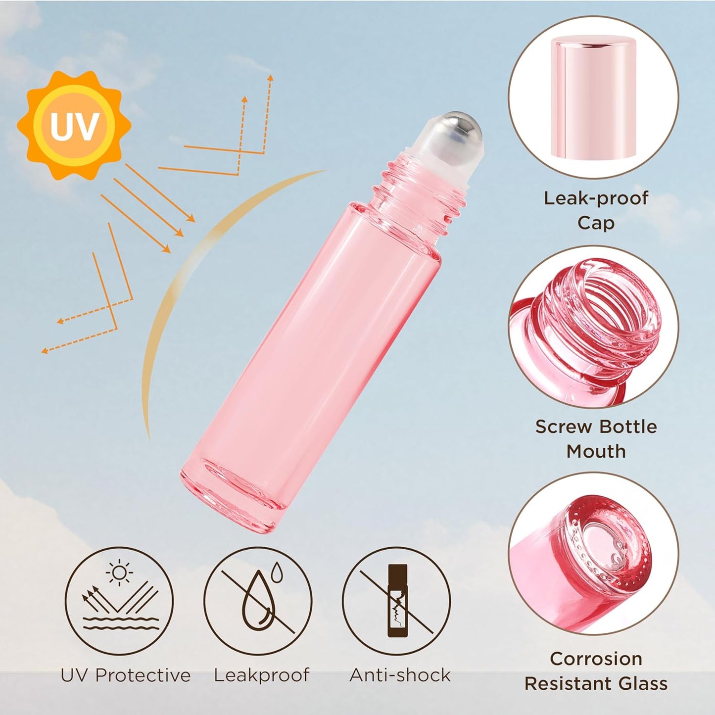 Essential Oil Roller Bottles, 12PCS (10ml & 5ml) Glass Perfume Roller Bottles with Funnel Opener and Dropper Beauty and Personal Care Tools