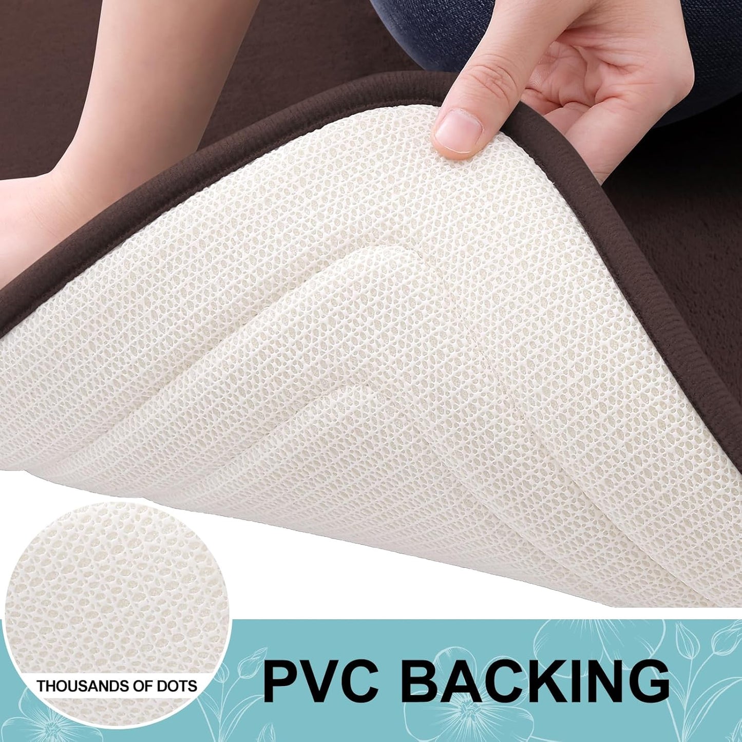 Grandaily Memory Foam Bath Mat Rug 47x32, Ultra Soft, Non-Slip and Absorbent Bathroom Rugs, Machine Wash Dry, Comfortable Bath Carpet for Bathroom Floor, Tub and Shower, Brown