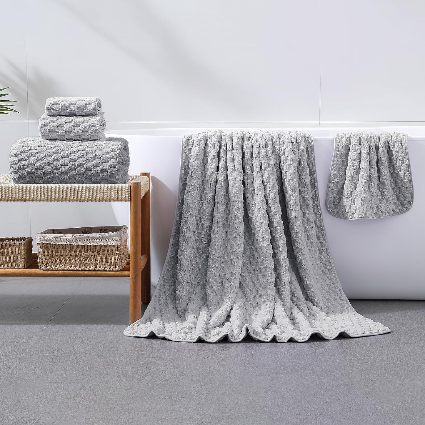 Extra Large Bath Towel Set of 6 (40"x80"),Oversized Bath Sheet Super Soft Highly Absorbent Microfibers Quick Dry Luxury Shower Towel for Bathroom Spa Gym Hotel Yoga (Gray, 6Piece)