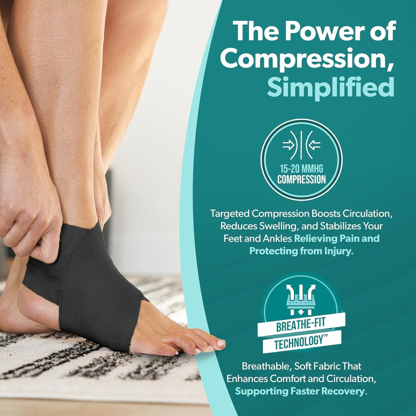 BraceAbility Elastic Ankle Support Brace - Lightweight Slip on Foot and Ankle Compression Sleeve for Gymnastics, Dance, Sports, Running, Exercise, and Sprained Ankle Swelling for Women and Men (Black, XX-Large)