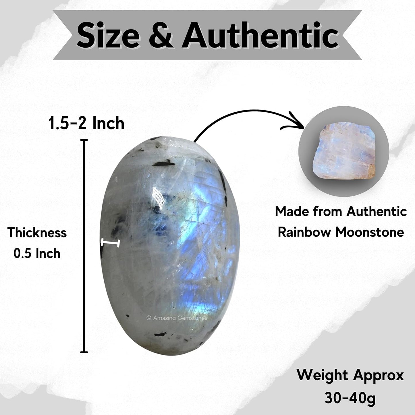 Amazing Gemstone Rainbow Moonstone Crystals and Healing Stones - Large Palm Stone Crystals Piedra - Crystal for Good Luck, Positive Energy, Meditation - Unique Stocking Stuffers Gifts for Women, Men