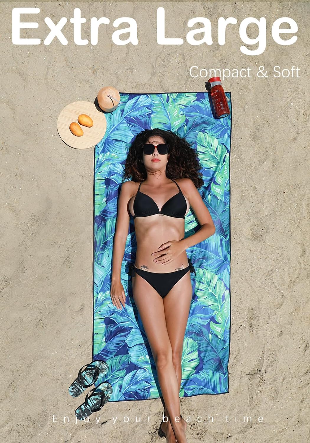 4 Pack Microfiber Lightweight Beach Towel Sand Free Quick Dry Absorbent Thin Compact Towels for Swimming Pool Camping Beach Accessories Large Easy Pack Travel Things for Vacation Essentials Gift