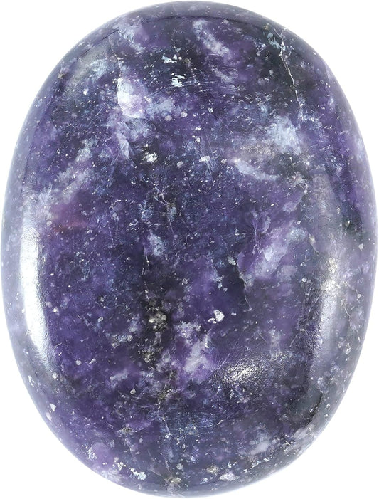 Crocon 50mm lepidolite Large Oval Palm Stone 900+ Carats Pocket Massage Worry Stones for Natural Body Chakra Balancing Reiki Healing Stones and Crystal Grid Healing Massage Spa Energy Crystals