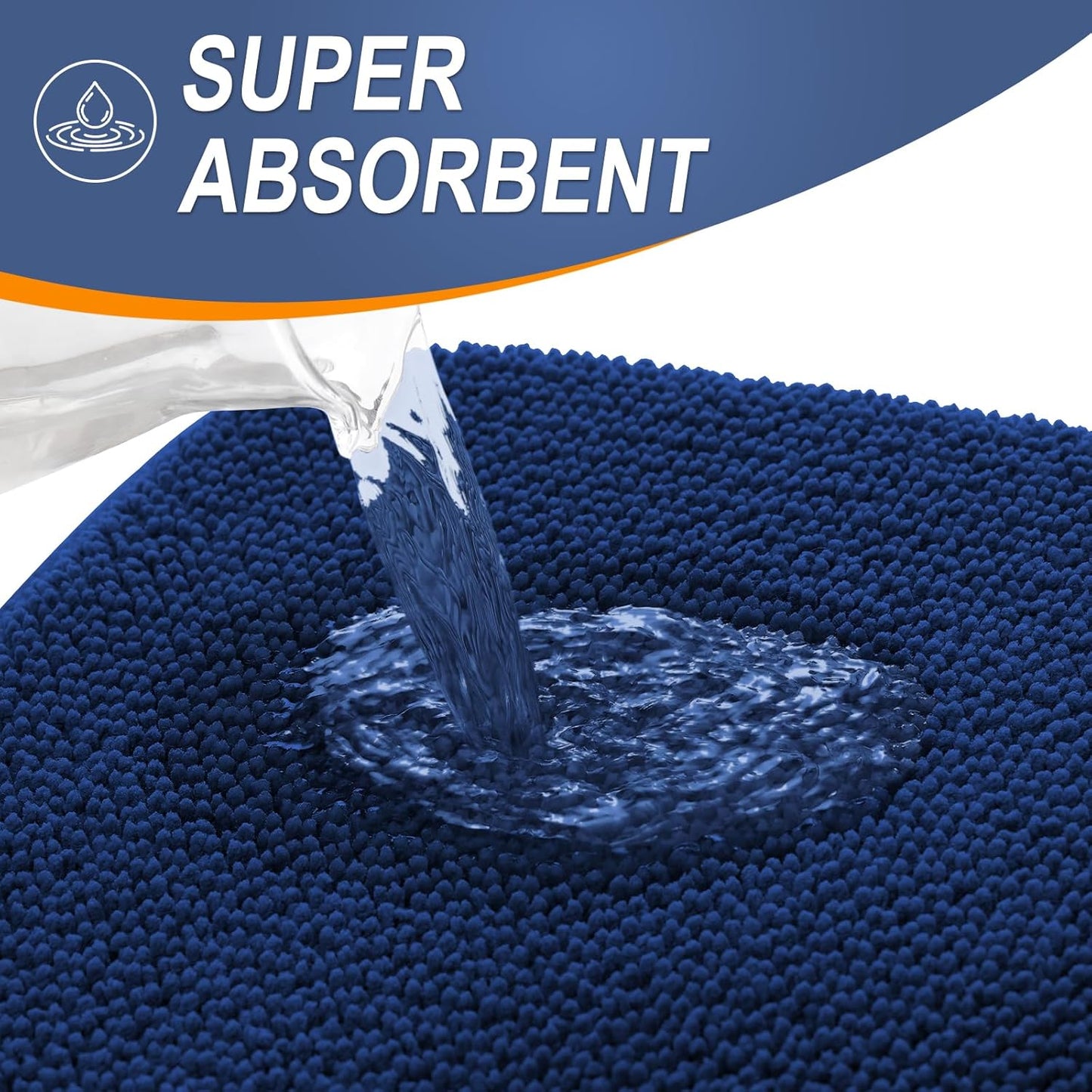 OLANLY Thick Memory Foam Bath Mat Rug 70x24, Extra Soft Absorbent Bathroom Rug, Quick Dry Bath Mats, Non-Slip, Machine Washable Carpet for Bathroom, Tub and Shower, Home Decor Accessories, Navy