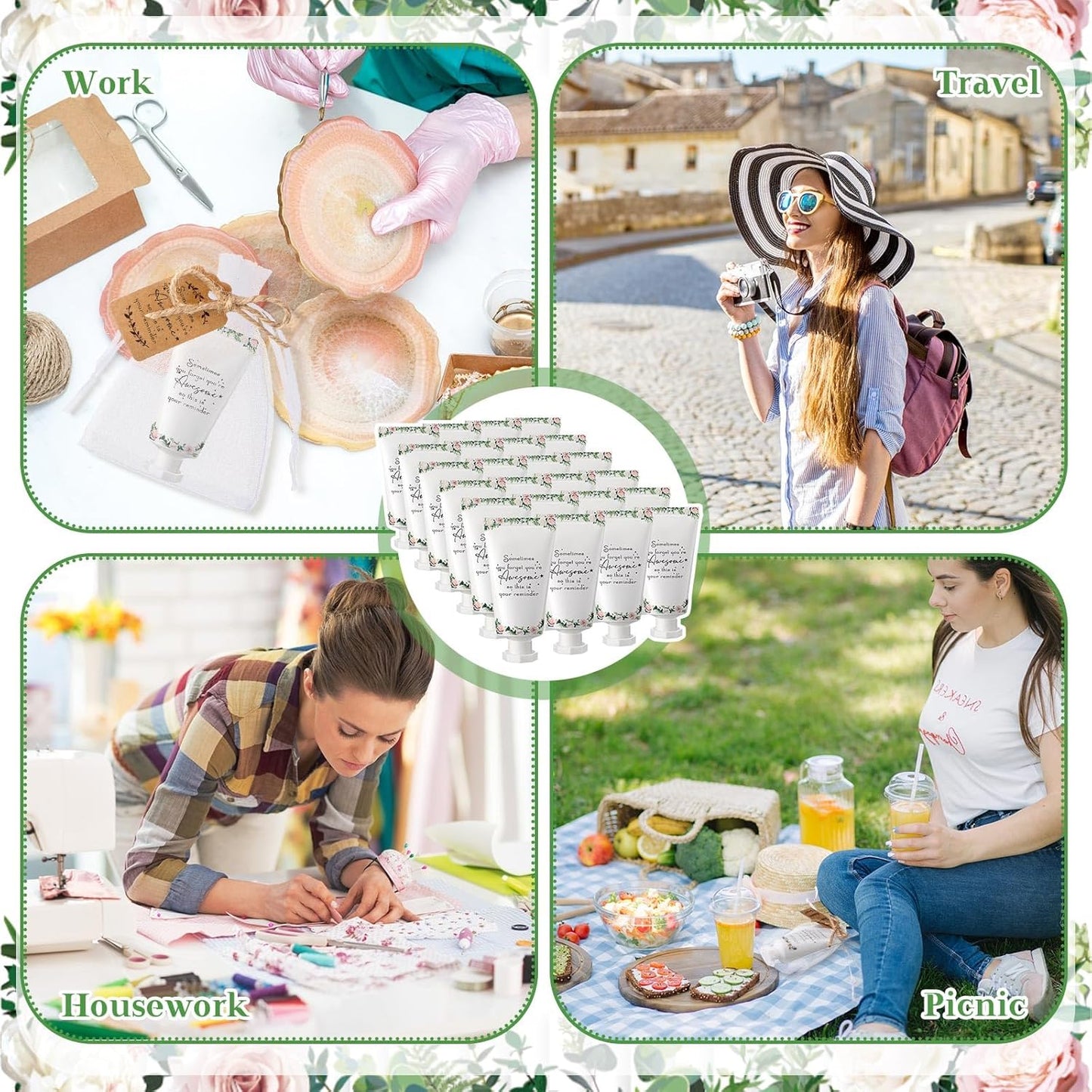 48 Sets Hand Mini Lotion Bulk Employee Appreciation Gifts Travel Size Hand Cream Bulk Inspirational Thank You Team Gifts for Birthday Christmas Teachers Coworkers Office Staff(Stylish)