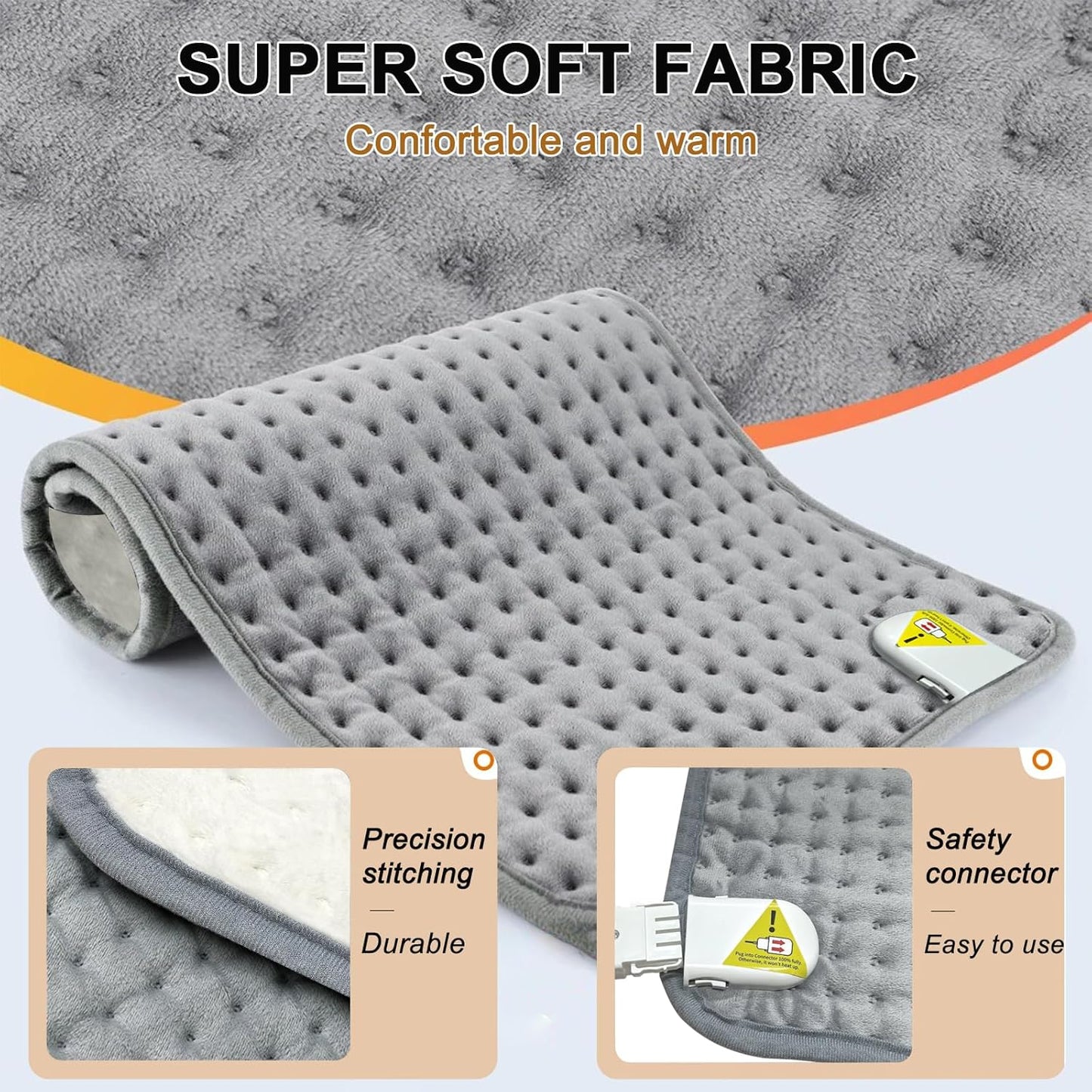 Heating Pad for Neck and Shoulders and Back - 12x24 Inch Electric Heating Pad Period Cramps & Back Pain Relief, 10 Heat Setting, Soft Machine Wash Fabric, Auto-Off & Moist Heat - Gifts for Women & Men