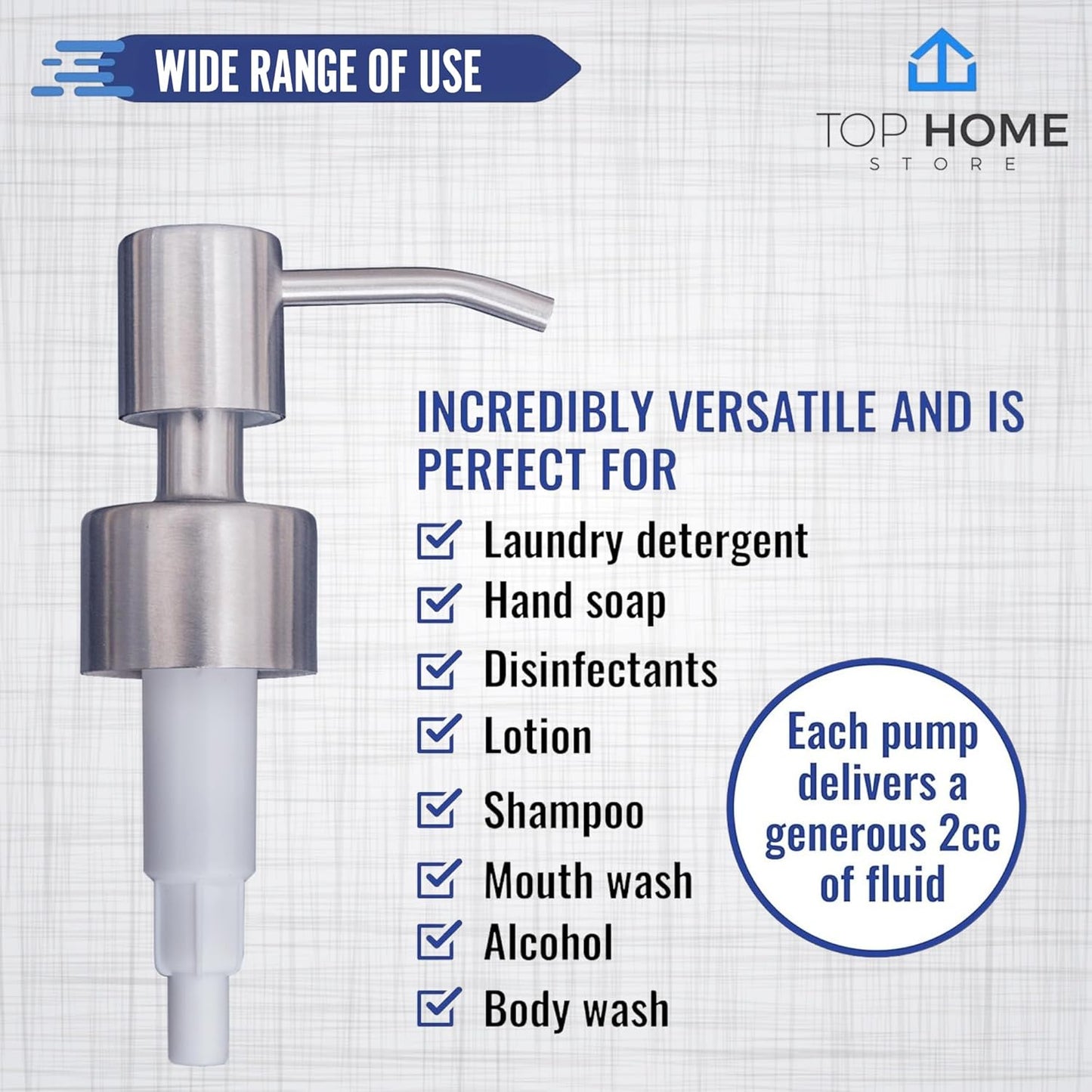 Stainless Steel Soap & Lotion Dispenser Pumps, Brushed Nickel Replacement (2 Pack)