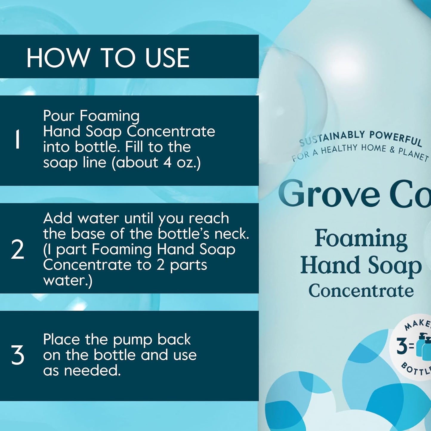 Grove Co. Hydrating Foaming Hand Soap Refills (2 x 12 Oz), Moisturizing Hand Wash, Fragrance-Free, No Plastic or Parabens, Cruelty Free, Free & Clear Unscented (Pack of 2)