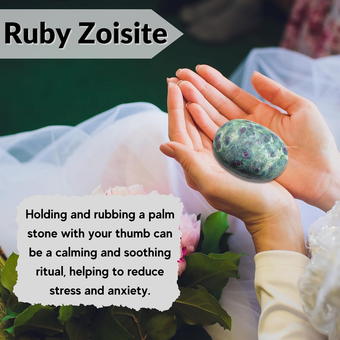 Amazing Gemstone Ruby in Fuchsite Crystals and Healing Stones - Large Palm Stone Crystals Piedra - Crystal for Good Luck, Positive Energy, Meditation - Unique Stocking Stuffers, Gifts for Women, Men