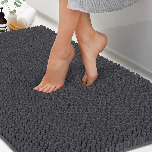 Chenille Bath Mats, Plush Absorbent Bath Mats Quick Dry, Soft & Machine Washable, Non Slip Carpet For Bathroom, Thick Bathroom Rugs, Shower Restroom Rug Mat, Alfombras De Baño, Bathrugs Matts, 59"x21"