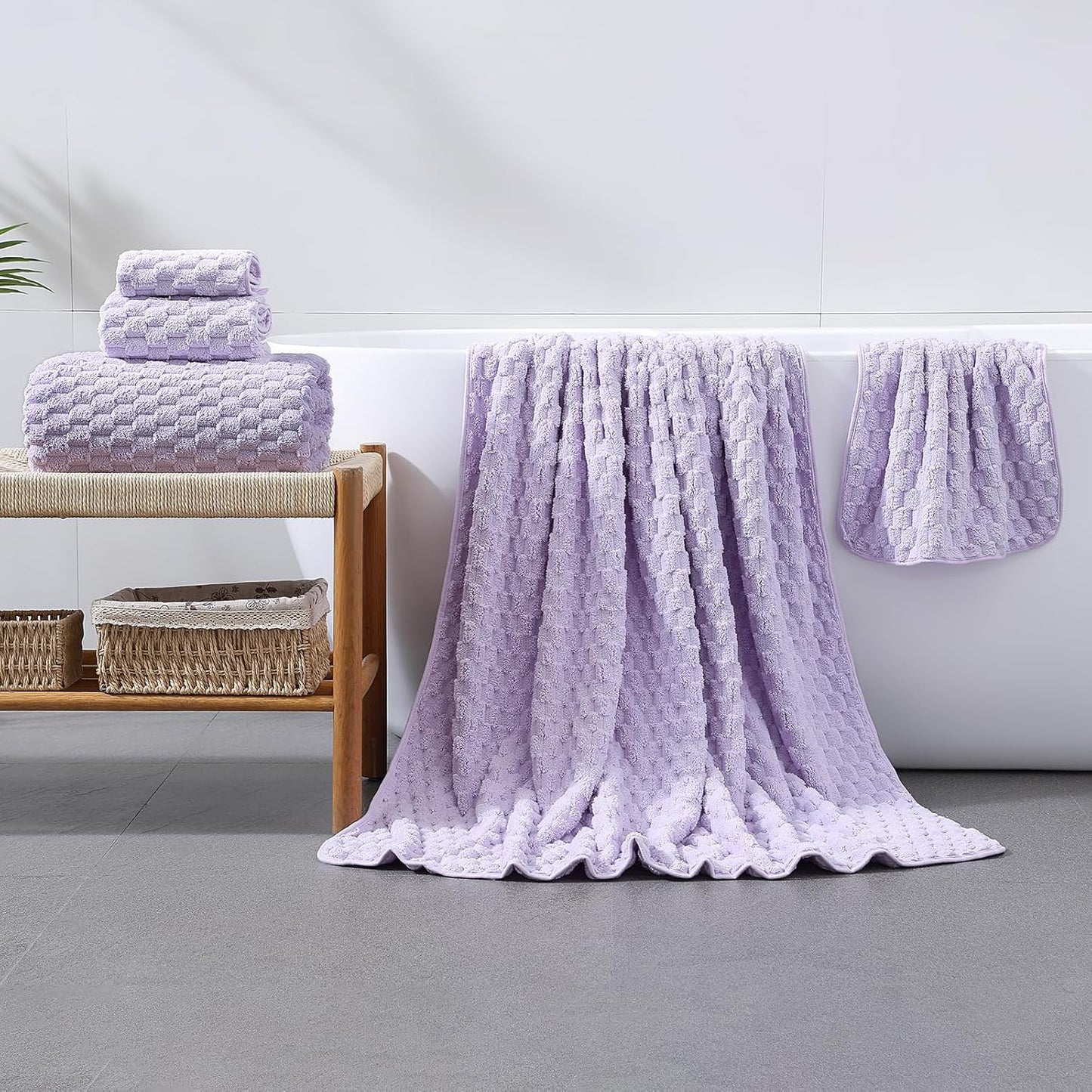 Extra Large Bath Towel Set of 6 (40"x80"),Oversized Bath Sheet Super Soft Highly Absorbent Microfibers Quick Dry Luxury Shower Towel for Bathroom Spa Gym Hotel Yoga (Lavender, 6Piece)