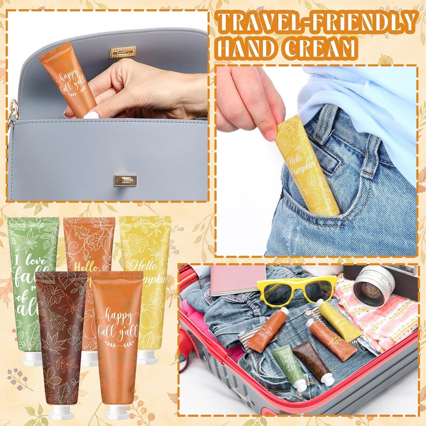 60 Pcs Thanksgiving Fall Hand Cream Bulk, Mini Pumpkin Lotion, 30ml Natural Botanical Fragrance Fall Lotion for Chapped Hands, Thanksgiving Favors, Employee Gifts, Baby Shower, Travel, Work, Team