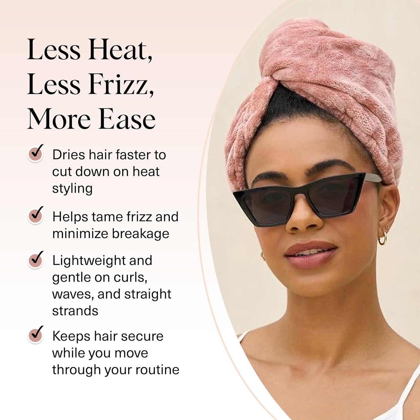 Kitsch Plush Microfiber Hair Towel Wrap for Women - Hair Turbans for Wet Hair, Super Absorbent Drying Towel - Quick Dry, Anti-Frizz - for Long & Short, Wet & Curly Hairs - Terracotta