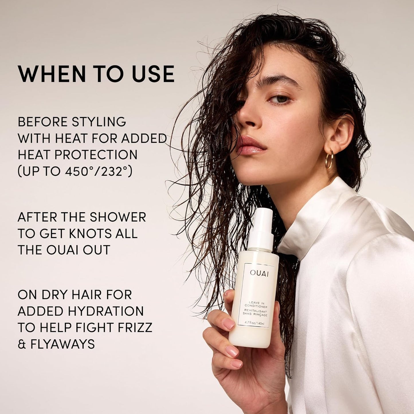 OUAI Leave In Conditioner & Heat Protectant for Hair - Prep Hair for Styling or Use as Detangling Spray to Fight Frizz & Flyaways - No Parabens, Sulfates or Phthalates (1.5 oz)