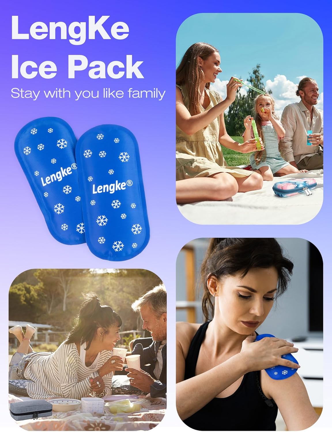 Leng Ke TSA Approved Ice Packs 2 Pcs, 100g Travel Ice Packs for Insulin Cooler Travel Case, Reusable Ice Packs for Travel