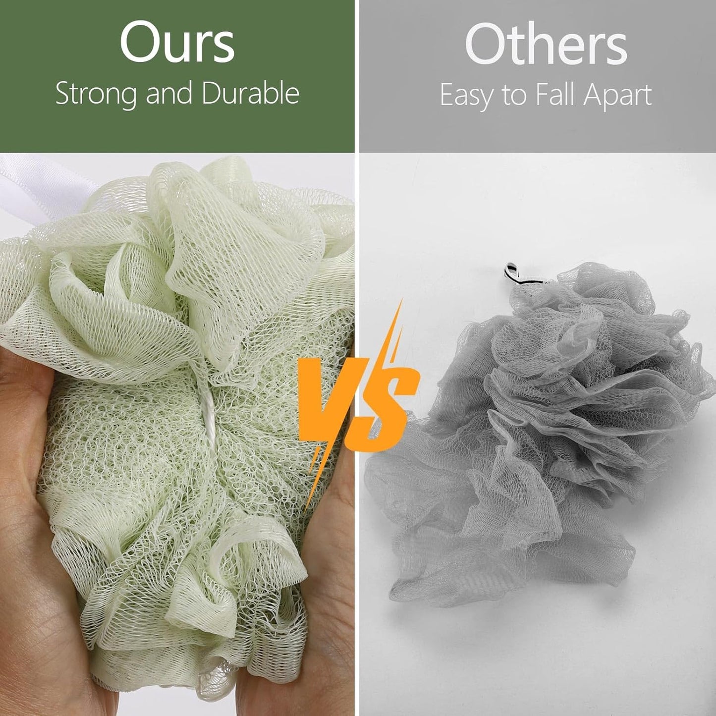 BTYMS 75g/Pc Large Loofah Bath Sponge, XL Exfoliating Puffs Shower Scrunchies Mesh Pouf for Body - Pack of 6