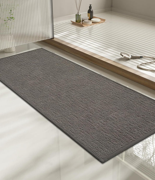 chakme Bathroom Rugs Mat 47x17, Ultra Thin Non Slip Bath Mats Runner Quick Dry Absorbent Bath Mat for Bathroom Floor, (Grey, 47"x17")