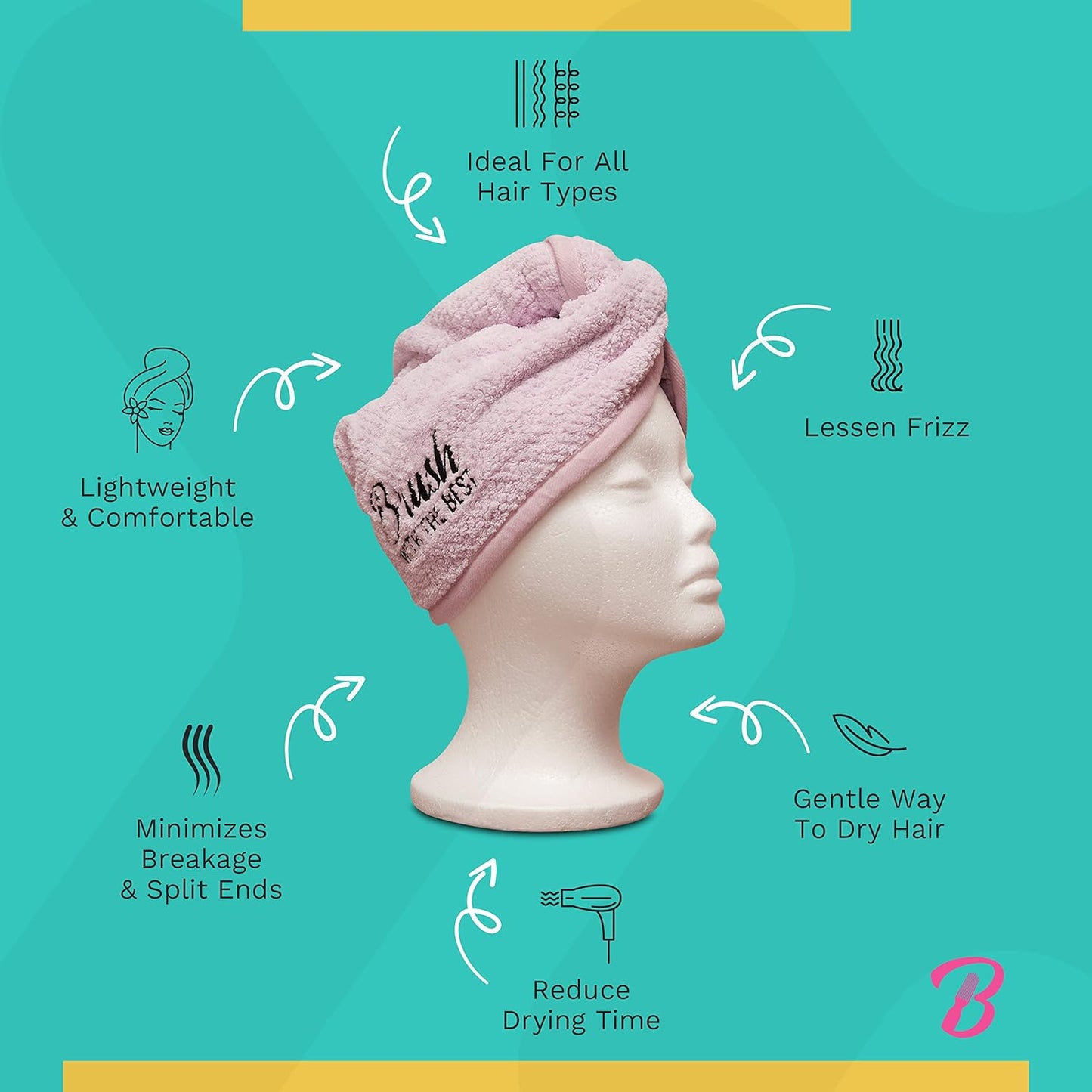 Felicia Leatherwood Microfiber Hair Towel Wrap - Quick Drying, Anti Frizz & Gentle on Hair - Easy to Use, Saves Time, Lightweight & Compact - for Curly, Long & Thick Hair - Lavender - 4 Pack