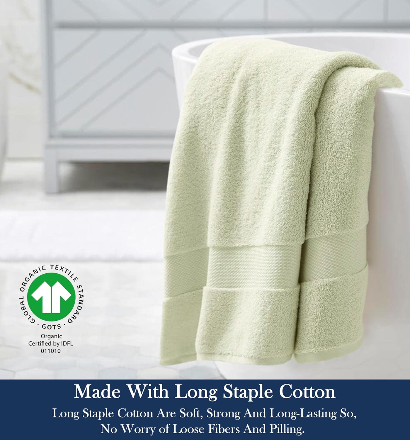 Delara Organic Cotton Luxuriously Plush Bath Towel | GOTS & OEKO-TEX Certified | Premium Hotel Quality Towels | Feather Touch Technology | 650 GSM Long Staple|Soft, Quick Dry & Ultra-Absorbent 30"x58"