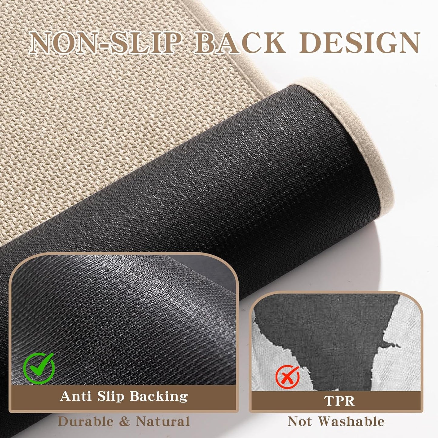 chakme Bathroom Rugs Mat 24x17, Ultra Thin Non Slip Bath Mat Small Quick Dry Absorbent Bath Mat for Bathroom Floor, (Light Beige, 24"x17")