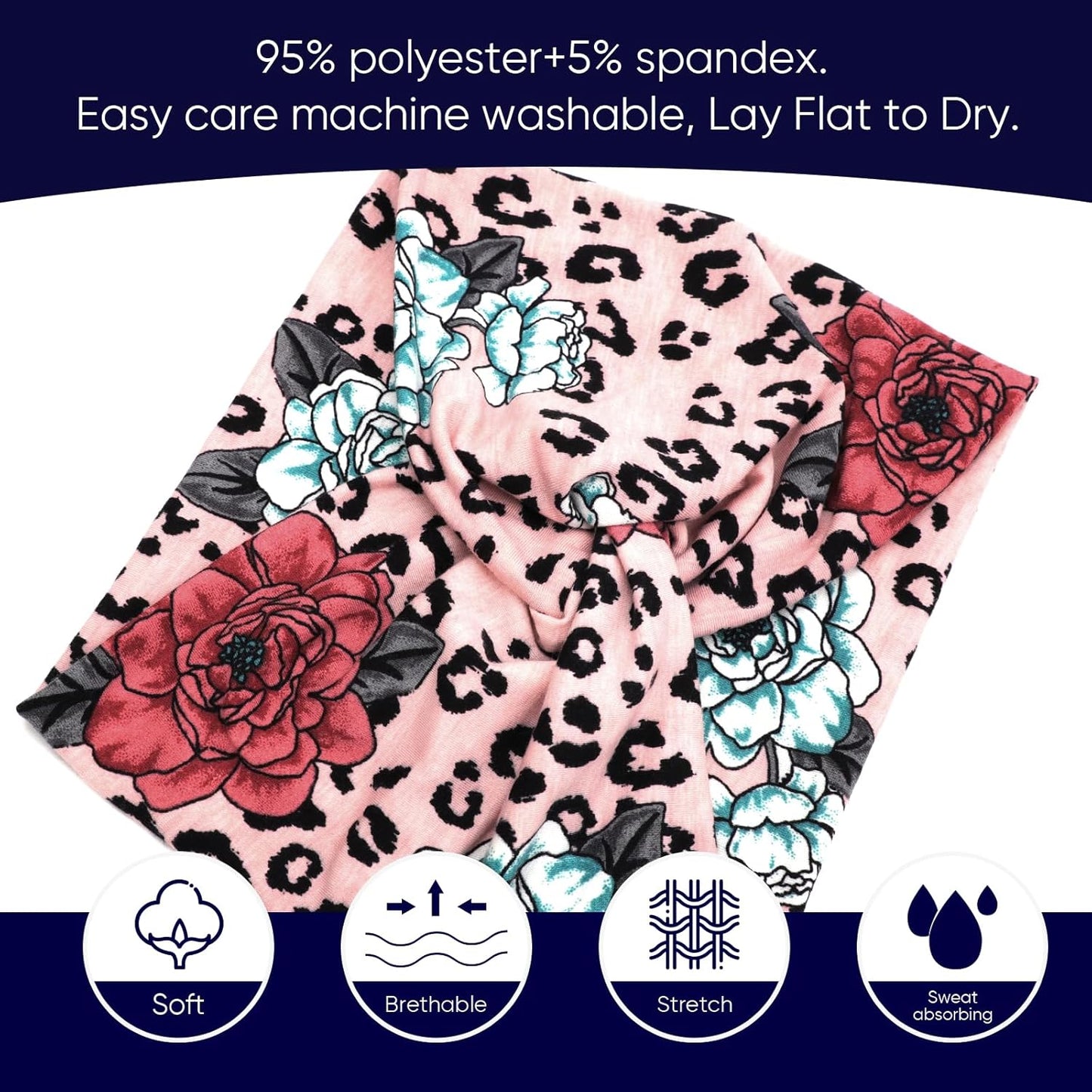 DRESHOW 4 Pack Turban Headbands for Women Wide Vintage Head Wraps Knotted Cute Hair Band Accessories